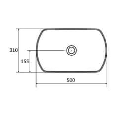 BPS-koupelny Deskové keramické umyvadlo Kingston O (50x31x12,5 cm)