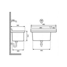 BPS-koupelny Technický dřez - závěsná výlevka ZLEW CZ 60 (60x34 cm) Hydroland