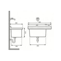 BPS-koupelny Technický dřez - závěsná výlevka ZLEW 50 (50x34 cm) Hydroland