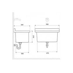 BPS-koupelny Technický dřez - závěsná výlevka ZLEW 55 (55x34 cm) Hydroland