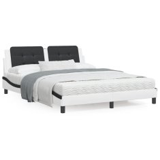 shumee Rám postele s čelem bílý a černý 160 x 200 cm umělá kůže