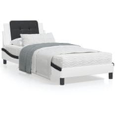 shumee Rám postele s čelem bílý a černý 80 x 200 cm umělá kůže