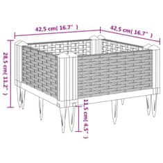 Vidaxl Zahradní truhlík s kolíky hnědý 42,5 x 42,5 x 28,5 cm PP