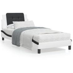 shumee Rám postele s LED osvětlením bílý a černý 80x200 cm umělá kůže