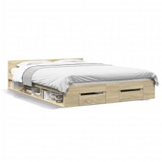 shumee Rám postele se zásuvkami dub sonoma 135x190 cm kompozitní dřevo