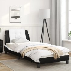 Petromila Rám postele s LED osvětlením černý a bílý 80x200 cm umělá kůže
