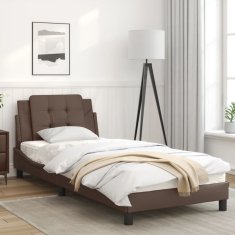 Petromila Rám postele s LED osvětlením hnědý 90 x 190 cm umělá kůže