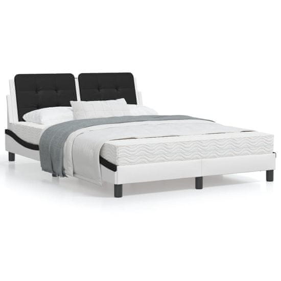 shumee Rám postele s čelem bílý a černý 140 x 190 cm umělá kůže