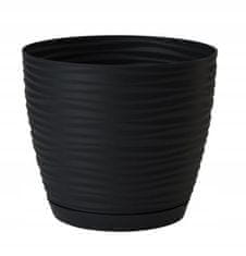 Form-Plastic Plastový květináč s podstavcem černý 10,7x10cm