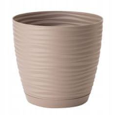 Form-Plastic Béžový plastový květináč s podstavcem 14,7x13,6cm Sahara