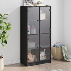 shumee Highboard s dvířky černý 68 x 37 x 142 cm kompozitní dřevo