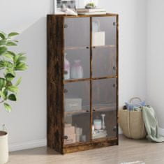 shumee Highboard s dvířky kouřový dub 68x37x142 cm kompozitní dřevo