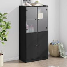 shumee Highboard s dvířky černý 68 x 37 x 142 cm kompozitní dřevo