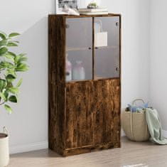 shumee Highboard s dvířky kouřový dub 68x37x142 cm kompozitní dřevo