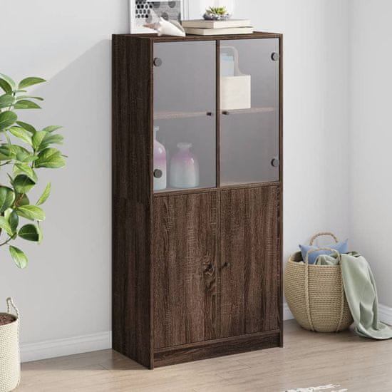 shumee Highboard s dvířky hnědý dub 68 x 37 x 142 cm kompozitní dřevo