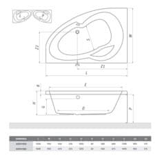 BPS-koupelny Asymetrická akrylátová vana HARMONIA