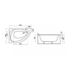 BPS-koupelny Krycí panel k asymetrické rohové vaně Standard 130x85 L(R) AS KP1