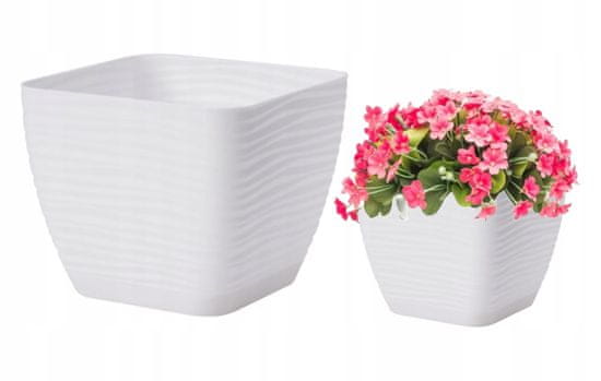 Form-Plastic Květináč s podstavcem bílý čtvercový plast 18,7x17,3 cm