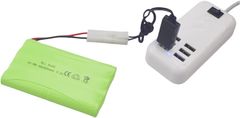 YUNIQUE GREEN-CLEAN Dobíjecí baterie AA 9,6 V 2000 mAh s konektorem Tamiya a USB nabíjecím kabelem - Ideální pro auta, nákladní auta, tanky a lodě RC - 100x57x15 mm - 100 g