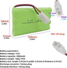 YUNIQUE GREEN-CLEAN Dobíjecí baterie AA 9,6 V 2000 mAh s konektorem Tamiya a USB nabíjecím kabelem - Ideální pro auta, nákladní auta, tanky a lodě RC - 100x57x15 mm - 100 g