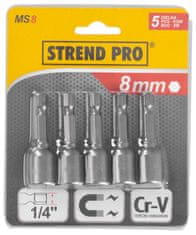 Strend Pro Hlavica s magnetom MS84, 8 mm, 1/4", magnetický držiak bitov, bal. 5 ks