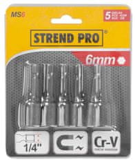 Strend Pro Hlavica s magnetom MS84, 6 mm, 1/4", magnetický držiak bitov, bal. 5 ks