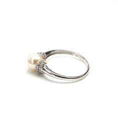 Pattic Prsten z bílého zlata s mořskou perlou a zirkony 2,75g BV509101W-58