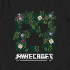 CurePink Dětské tričko Minecraft: Květinový Creeper (7-8 let) černá bavlna