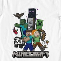 CurePink Dětské tričko Minecraft: Věž z postav (11-12 let) bílá bavlna