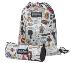 CurePink Pytlík gym bag a penál na tužky Harry Potter: Postavy (28 x 39 cm|22 x 11 x 8 cm)