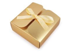 Kraftika 12ks zlatá dárková krabička srdce se stuhou