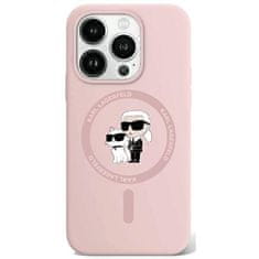 Karl Lagerfeld Originální kryt KARL LAGERFELD hardcase Silicone Karl & Choupette Ring MagSafe KLHMP15XSCMKCRHP for Apple iPhone 15 Pro Max , barva růžová