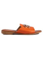 Amiatex Stylové nazouváky oranžové dámské bez podpatku + Ponožky Gatta Calzino Strech, odstíny oranžové, 38