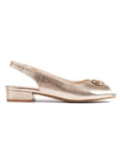Amiatex Pěkné zlaté sandály dámské na plochém podpatku + Ponožky Gatta Calzino Strech, odstíny žluté a zlaté, 36