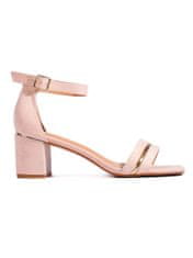 Amiatex Moderní růžové dámské sandály na širokém podpatku, odstíny růžové, 38