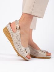Amiatex Originální sandály hnědé dámské na klínku + Ponožky Gatta Calzino Strech, odstíny hnědé a béžové, 36