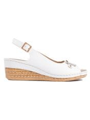 Amiatex Pěkné sandály dámské bílé na klínku + Ponožky Gatta Calzino Strech, bílé, 36
