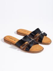 Amiatex Exkluzívní sandály dámské černé bez podpatku, černé, 36