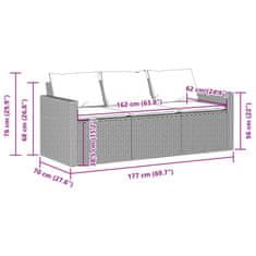 Vidaxl Zahradní pohovka s poduškami 3místná béžová polyratan