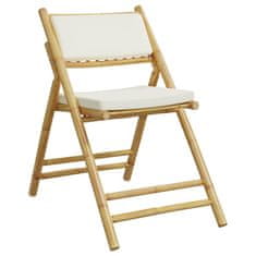 Vidaxl 2 ks skládací bistro židle s krémově bílými poduškami bambus
