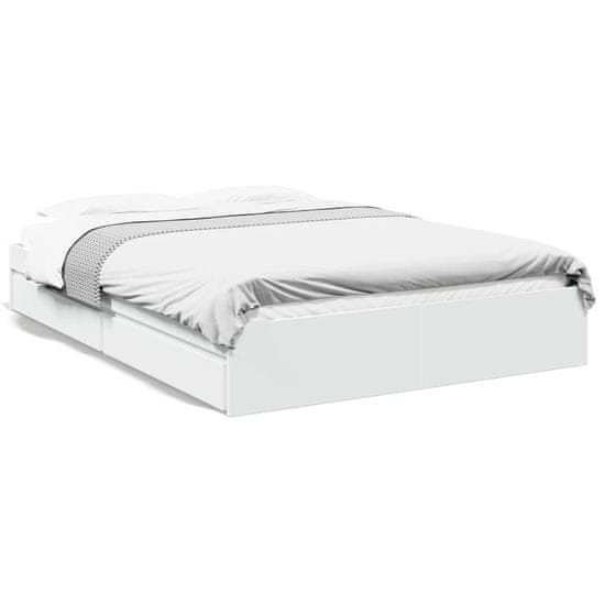 shumee Rám postele se zásuvkami bílý 150 x 200 cm kompozitní dřevo