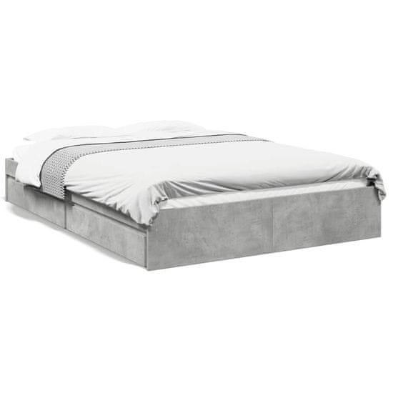 shumee Rám postele se zásuvkami betonově šedý 150 x 200 cm kompozit