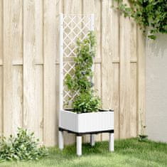 shumee Zahradní truhlík s treláží bílý 40 x 40 x 142 cm PP