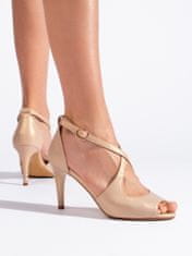 Amiatex Luxusní růžové sandály dámské na jehlovém podpatku, odstíny růžové, 37
