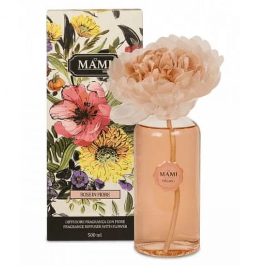 MAMI MILANO Rose in Fiore - Růže v Rozkvětu, Luxusní květinový difuzér, 500ml