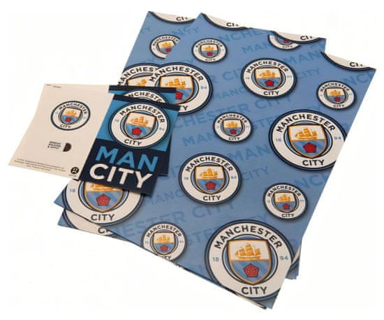 FotbalFans Dárkový balicí papír Manchester City FC, 70x50 cm, 2ks