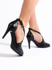 Amiatex Pěkné dámské černé sandály na jehlovém podpatku + Ponožky Gatta Calzino Strech, černé, 36