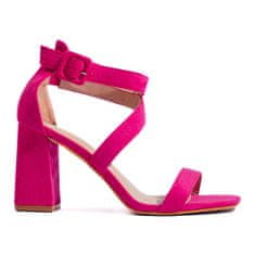 Růžové semišové dámské sandály na jehlovém podpatku velikost 39