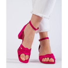 Růžové semišové sandály na podpatku velikost 41