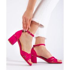 Růžové semišové sandály na podpatku velikost 41